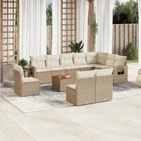 Set Divani da Giardino 11 pz con Cuscini Beige in Polyrattan 3224616