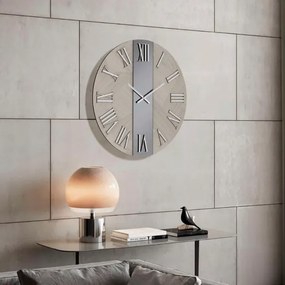Orologio rotondo D80 cm BILLY in legno rivestito con parato e vetro Fumč