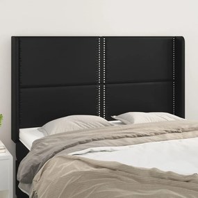 Testiera Ad Orecchio Nera 147x16x118/128 Cm İn Similpelle /