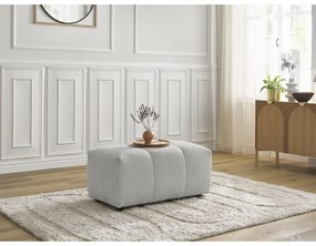 Poggiapiedi grigio chiaro con rivestimento in bouclé Roxelane – Bobochic Paris