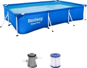 Piscina Rettangolare Steel Pro Frame 300x200 Fuoriterra Senza Pompa Filtro Bimbi