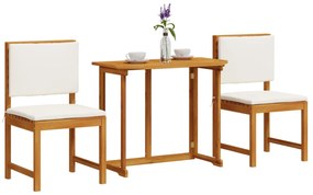 Set bistro giardino 3 pezzi con cuscini in legno massello di acacia