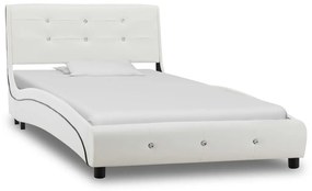 Letto con Materasso Bianco in Similpelle 90x200 cm