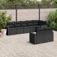 Set Divani da Giardino con Cuscini 8 pz Nero in Polyrattan 3251552