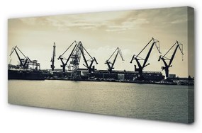 Quadro su tela Fiume Crane del cantiere navale di pulita 100x50 cm