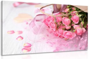 Quadro su tela – Bouquet di rose rosa