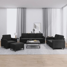 Set Di Divani 4 Pz Nero İn Velluto /