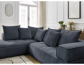 Divano angolare blu scuro (penisola a sinistra/a L) con rivestimento in ciniglia Whesley – Bobochic Paris