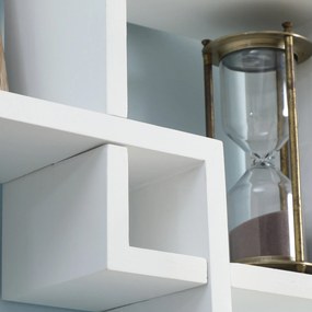 Libreria Moderna Sospesa con 5 Cubi Intrecciati 49,5x10,2x86 cm in Legno Bianco...