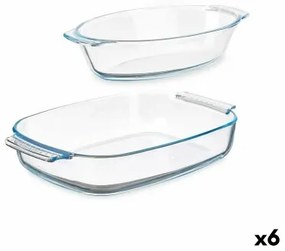 Set di Vassoi Trasparente Vetro Borosilicato 700 ml 2 L (6 Unità)