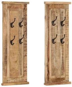Appendiabiti 2 Pz İn Legno Massello Di Mango 38x100 Cm /