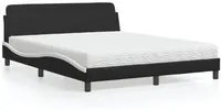 Letto con Materasso Nero e Bianco 160x200cm Similpelle 3208442