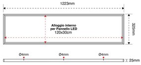 Cornice Incasso per Cartongesso Pannelli LED 120x30