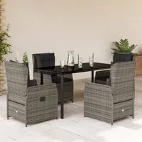 Set da Pranzo da Giardino 5 pz con Cuscini in Polyrattan Grigiocod mxl 93180