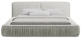 Letto matrimoniale imbottito grigio chiaro con contenitore e rete inclusi 180x200 cm Keoni – Makamii