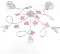 4924/Pl5 - Plafoniera Butterfly Bianco/Rosa 5 Luci