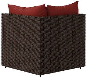 Divani Angolari da Giardino con Cuscini 2pz Polyrattan Marrone