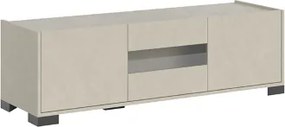 Porta TV a 3 ante ROJAS Grigio con inserto in vetro Fumč 130x40 cm