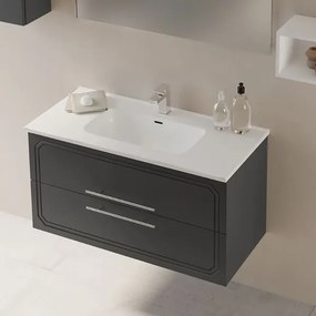 Mobile bagno sospeso 102 cm MAYA2 Grafite Opaco con lavabo in ceramica