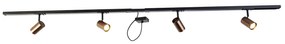 Sistema a binario monofase bronzo scuro con 4 faretti e alimentatore quadrato - Jeana