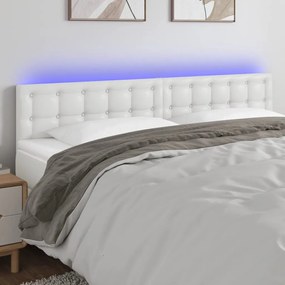 Testiera Bianca A Led 160x5x78/88 Cm İn Similpelle /