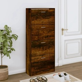Scarpiera Rovere Fumo 63x24x147 Cm İn Legno Multistrato /