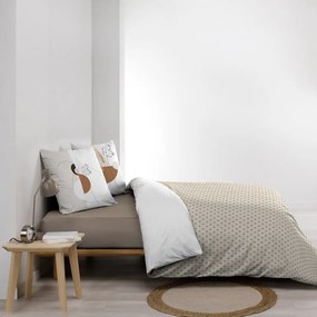 Set copripiumino e federa bianco/beige in cotone per letto matrimoniale ed esteso 240x220 cm Natacha – douceur d'intérieur