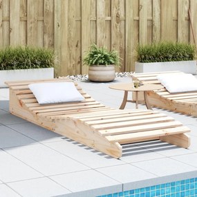 Lettino Prendisole 205x70x31,5 Cm İn Legno Massello Di Pino /