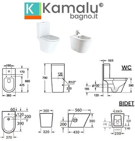 Kamalu - set sanitari monoblocco con scarico a parete klea-mp