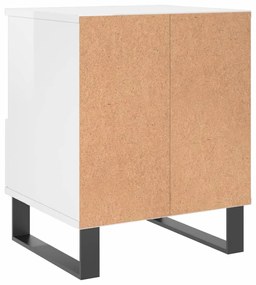 Comodini 2pz Bianco Lucido 40x35x50 cm in Legno Multistrato