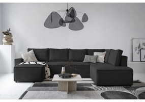 Divano letto angolare in velluto a coste color antracite Brave Dave - Miuform