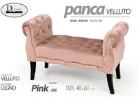 Panca in velluto rosa gambe in legno retro