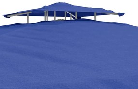 Gazebo con Tetto Doppio Blu 3x3x2,68 m in Tessuto