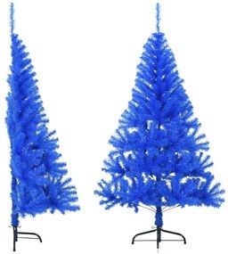 Albero di Natale Artificiale a Metà con Supporto in Varianti di Colore e Materiale, 120 cm / Blu / PVC