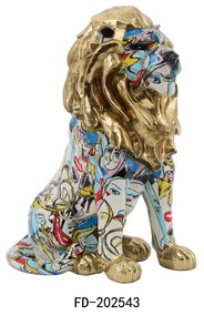 Statua Decorativa DKD Home Decor Dorato Leone Resina Multicolore Moderno (21 x 14,5 x 27 cm) (15 x 21 x 27 cm)