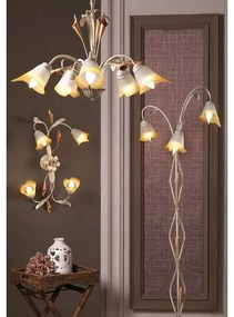 Lampadario Neoclassico Lucrezia bianco paralume bianco 3x E14