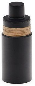 Kave Home - Shaker Shai in acciaio inossidabile nero e rattan