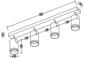 Faretto PIPE 4xGU10/10W/230V bianco