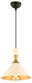 Lampadario a sospensione con cavo MONZA 1xE27/40W/230V Ø 25 cm crema/oro