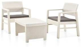 Set Salotto Da Giardino 3 Pz İn Plastica Bianco /