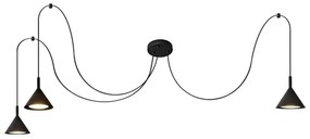 Lampadario a sospensione con filo ETNA LONG 3xGX53/10W/230V ragno nero