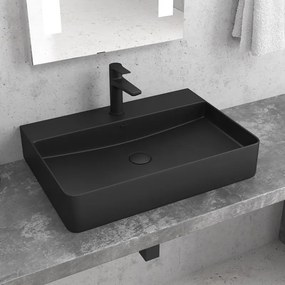 Lavabo da appoggio 50cm colore nero mat Litos-CNM500 - KAMALU