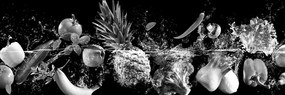 Stampa su tela – Frutta e verdura biologica in bianco e nero