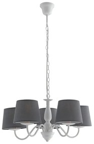 Lampadario Country charm Favola bianco paralume grigio 5x E14 Ø56cm LUCE AMBIENTE DESIGN