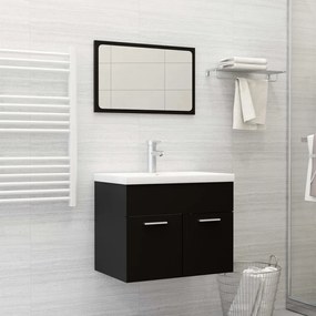 Set Mobili Da Bagno Nero İn Legno Multistrato /