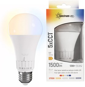 Lampadina LED 5 tonalità di luce GLS E27 230V 13W 5CCT