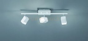 Roubaix barra 3 spots led 10,5w 1200lm, 3000k quadrati metallo bian...