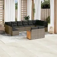 Set Divani da Giardino 11 pz con Cuscini in Polyrattan Grigio 3228125