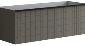 Mobile da bagno sotto lavabo Pixel grid grigio carbone e maniglia alluminio nero laccato L 120 x H 40 x P 45.5 cm 2 cassetti, lavabo non incluso