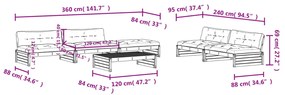 Set Divani da Giardino 6 pz con Cuscini in Legno Massello